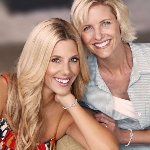 Sterling Silver Love Heart Mom Charm for Bracelets & Necklaces, 9mm Hole, Cubic - Picture 2 of 9